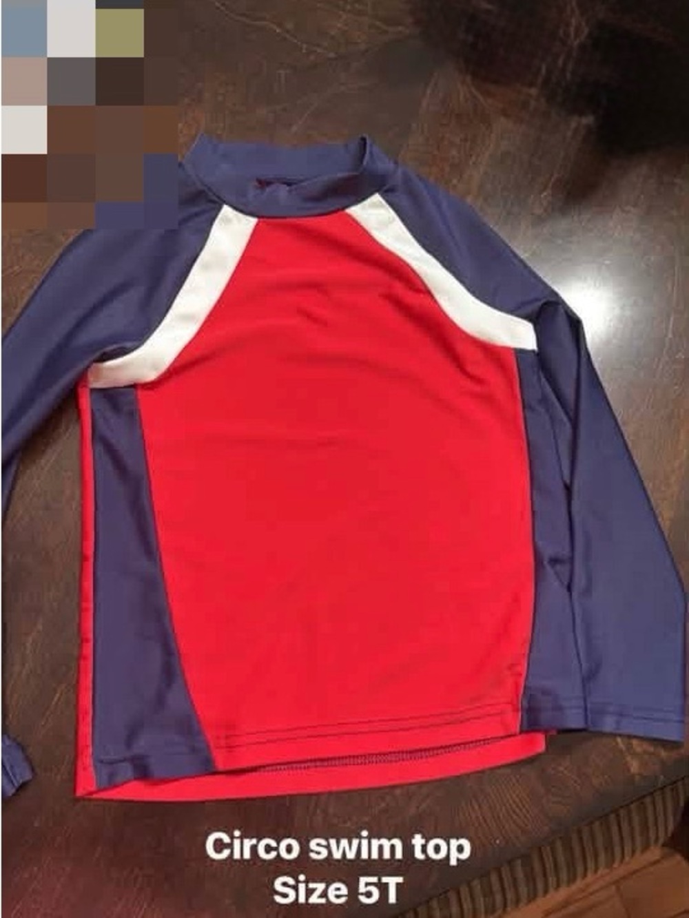 Circo Red, Navy & White Long Sleeve Kids Swim Rashguard